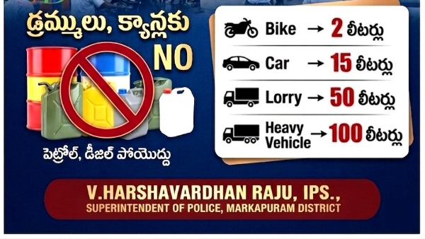 Markapuram Police Cap Fuel Sales New Limits Set for Two-Wheelers Cars and Heavy Vehicles