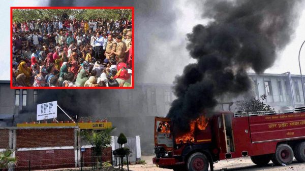 Noida Labour Protest Turns Violent Vehicles Torched and Stones Pelted Over Salary Hike Demands in Phase 2 Noida Labour Protest Turns Violent Vehicles Torched and Stones Pelted Over Salary Hike Demands in Phase 2