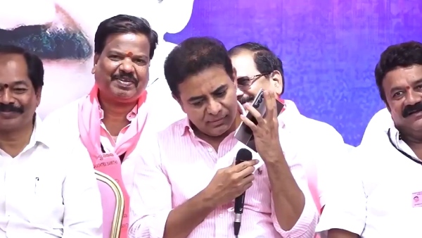 KTR Viral Phone Call Video Praising Talasani Over Water Issue Wins Internet Attention Details