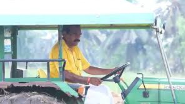 AP Minister Nimmala Ramanaidu plowed the field with a tractor Minister inspiring farmers with work