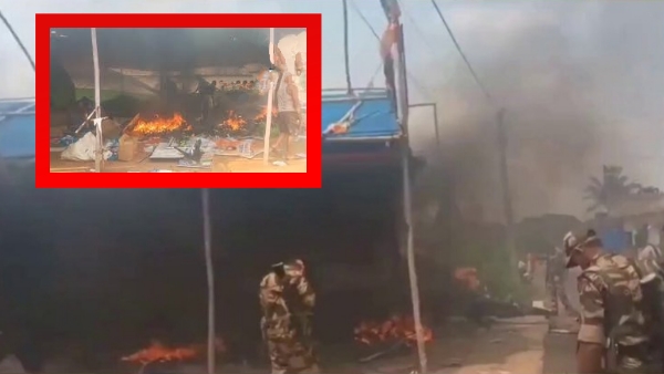 TMC Office in Barabani Set Ablaze Amidst Bengal Assembly Election Results Major Tension Barabani