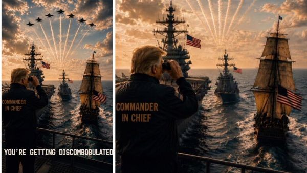 Donald Trump Posts AI Warship Image Ahead of Signing a Strategic Wall to Nuclear Weapon Iran Deal
