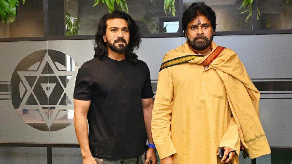 Mega Hero Ram Charan met Jana Sena Party chief Pawan Kalyan at the party s Central Office goes viral