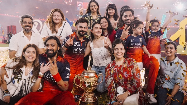 RCB Triumph Sparks Heartwarming Family Celebrations with Virat Kohli Anushka Sharma and the Trophy