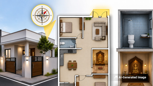 Vastu Two doorways in the northeast a street focus Can there be a bathroom above the puja room Vastu Two doorways in the northeast a street focus Can there be a bathroom above the puja room