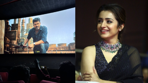 Actress Trisha Krishnan Watched Thalapathy Vijay Final Movie Jananayagan at Rohini Theatre Video Viral Actress Trisha Krishnan Watched Thalapathy Vijay Final Movie Jananayagan at Rohini Theatre Video Viral