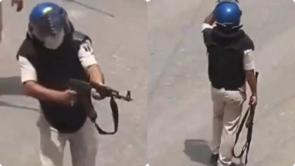 Bihar police Suspended After Video Shows Him Firing AK-47 During Students Protest