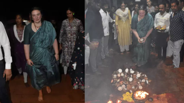 pawan-kalyan-wife-anna-lezhneva-visited-lord-venkateswara-temple-at-tirumala-by-going-on-foot-via-al