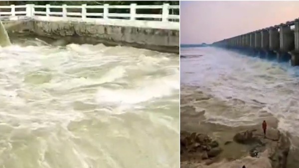 The Gates of Jurala Reservoir Telangana Lifted as the Dam getting Huge Inflow Upper Catchment Area The Gates of Jurala Reservoir Telangana Lifted as the Dam getting Huge Inflow Upper Catchment Area