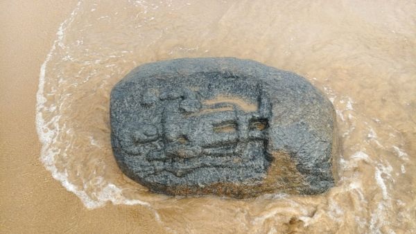 Ancient Monolithic Idols and Shiva Lingams Uncovered on Bapatla Beach Following High Ocean Waves Action Ancient Monolithic Idols and Shiva Lingams Uncovered on Bapatla Beach Following High Ocean Waves Action