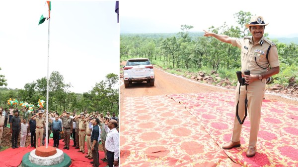 First Tricolour in 50 Years on Telangana Side as DGP CV Anand Hoists National Flag Karregutta Hills