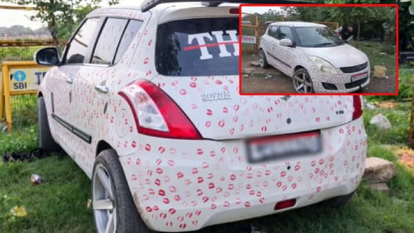 Gwalior Kissing Car Viral Video Youth Fined Rs 5 500 for 3 400 Lipstick Marks on his Swift Car Details Gwalior Kissing Car Viral Video Youth Fined Rs 5 500 for 3 400 Lipstick Marks on his Swift Car Details