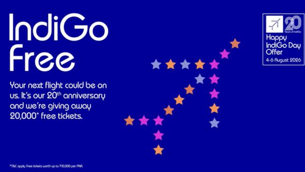 IndiGo Celebrates 20th Anniversary with IndiGoFree Offer Announces 20 000 Free Domestic Flight Tickets IndiGo Celebrates 20th Anniversary with IndiGoFree Offer Announces 20 000 Free Domestic Flight Tickets