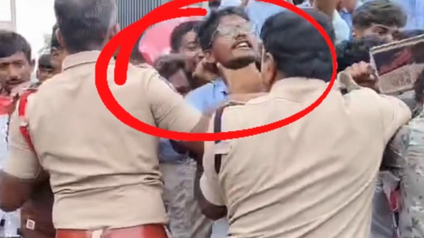 Telangana Polytechnic Students Protest CI Raghupathi Reddy Grabs Student Neck in Mahabubabad Video Viral Telangana Polytechnic Students Protest CI Raghupathi Reddy Grabs Student Neck in Mahabubabad Video Viral