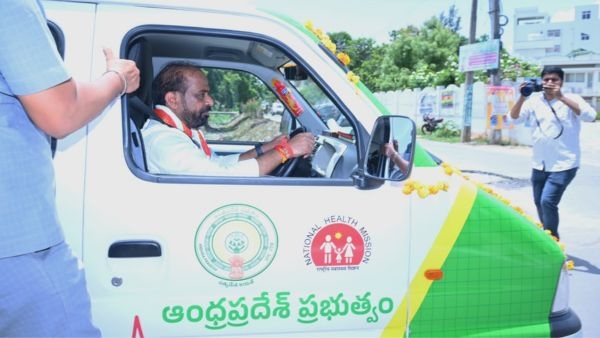 Women Drivers for 102 Ambulance Fleet AP Health Minister Satya Kumar Launches 300 New Vehicles