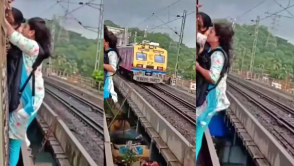 youngwoman traveling on the footboard of a Mumbai local train goes viral netizens react with shock youngwoman traveling on the footboard of a Mumbai local train goes viral netizens react with shock