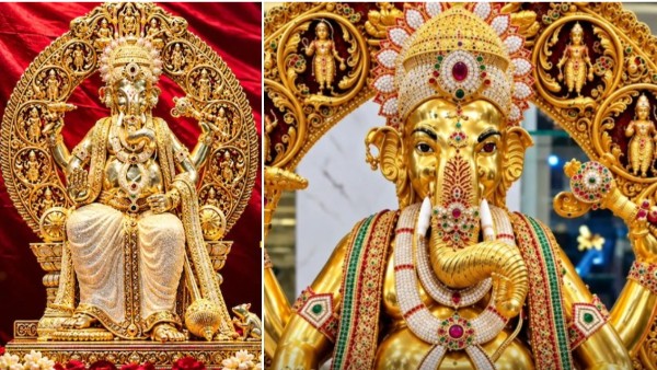 24K Gold Plated Spectacular Gold Ganesha Idol With 383800 Diamonds Installed Begum Bazar Hyderabad