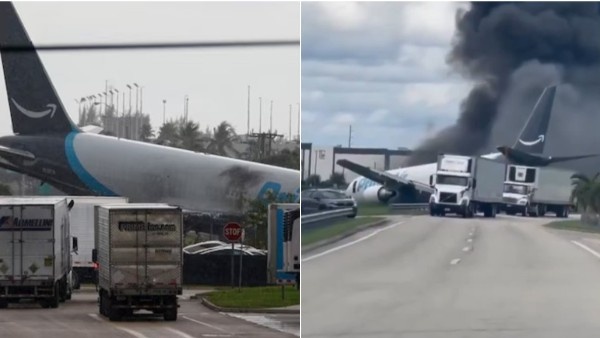 Amazon Prime Air Boeing 767 Crash in Miami Leaves Five Dead After Cargo Plane Overruns Runway