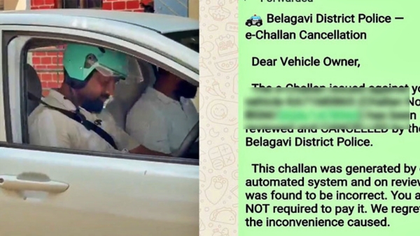 Belagavi A car driver was fined for not wearing a helmet a video of this incident has gone viral Belagavi A car driver was fined for not wearing a helmet a video of this incident has gone viral