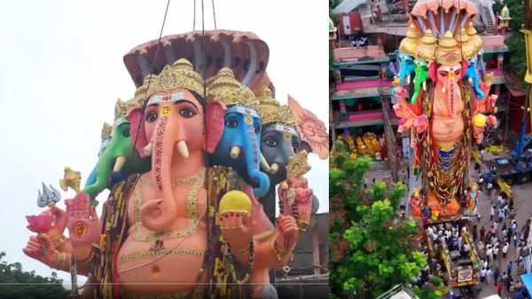 Khairatabad Ganesh Shobhayatra Begins As Thousands Of Devotees Gather For Hussain Sagar Immersion