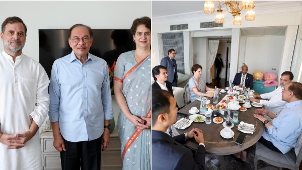Malaysia PM Anwar Ibrahim Holds Breakfast Meeting With LoP Rahul Gandhi and Priyanka Gandhi in Delhi