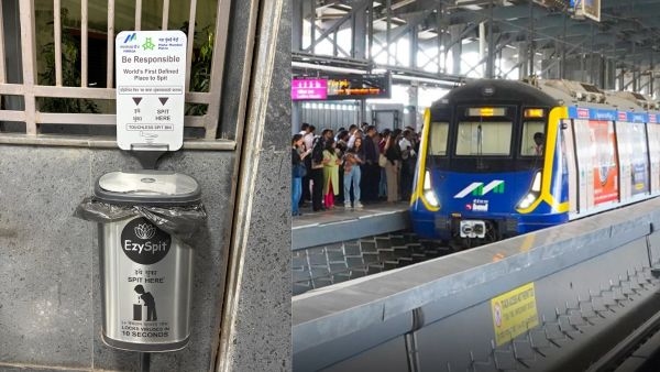 Mumbai Metro Installs Touchless Spit Bins But Commuters Face Rs 500 Fine for Spitting Under Rules