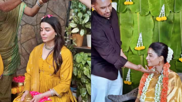 Samantha Star heroine Seemantham baby shower held according to Srividya tradition photos go viral Samantha Star heroine Seemantham baby shower held according to Srividya tradition photos go viral