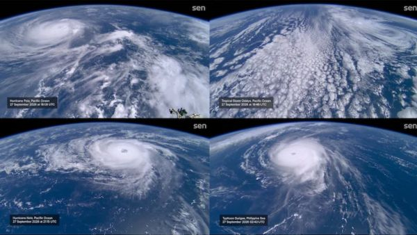 Four Giant Storms Seen Raging Across Pacific Ocean in Stunning View from International Space Station Four Giant Storms Seen Raging Across Pacific Ocean in Stunning View from International Space Station
