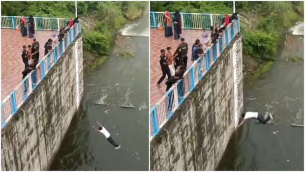 UttarPradesh A young man jumped into dam from a height of 30 feet making Reels what happened next UttarPradesh A young man jumped into dam from a height of 30 feet making Reels what happened next