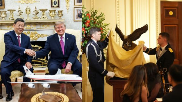 Trump Gifts Giant Eagle Statue To Xi Jinping At White House Summit Declaring Strong US-China Ties Trump Gifts Giant Eagle Statue To Xi Jinping At White House Summit Declaring Strong US-China Ties