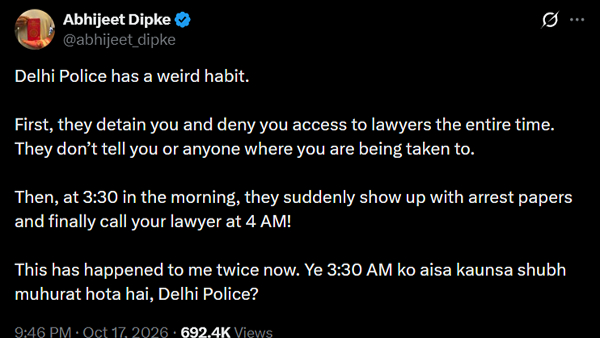 Why 3 30 AM Abhijeet Dipke Questions Delhi Police Over Arrest Papers and Lawyer Access