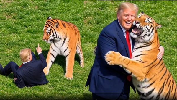 Donald Trump Sparks Storm After Sharing Bizarre AI Video Hugging Tiger That Killed UK Man Recently Donald Trump Sparks Storm After Sharing Bizarre AI Video Hugging Tiger That Killed UK Man Recently