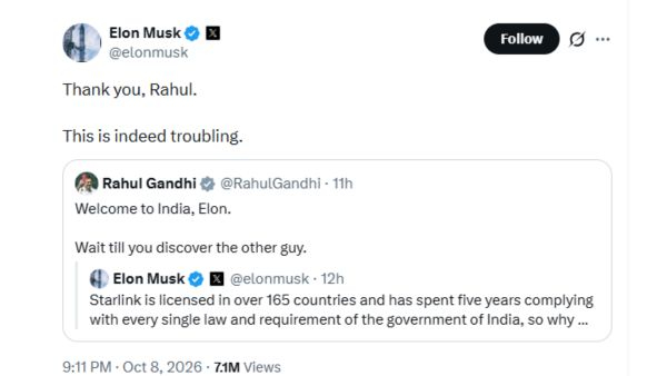 Thank You Rahul Elon Musk Reacts to Rahul Gandhi Amid Starlink India Licence Dispute Drama Thank You Rahul Elon Musk Reacts to Rahul Gandhi Amid Starlink India Licence Dispute Drama