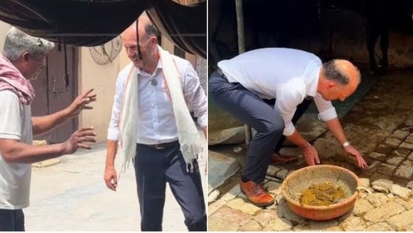 German Diplomat Marius Osswald Visits Indian Village Handles Cow Dung And Embraces Rural Farming Life German Diplomat Marius Osswald Visits Indian Village Handles Cow Dung And Embraces Rural Farming Life