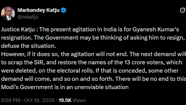 Justice Katju Warns Gyanesh Kumar s Resignation May Not End Agitation Flags Next Demand to Scrap SIR