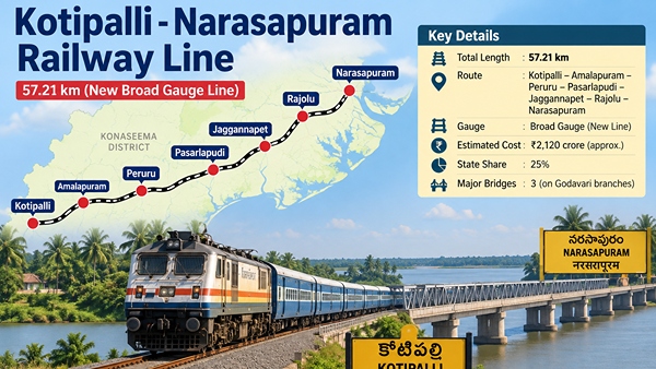 AP Govt Sanctions 100 Crore for Kotipalli-Narasapur Railway Line