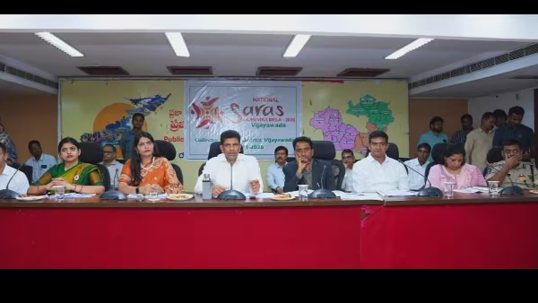 National SARAS mela Minister Kondapalli Srinivas reviews arrangements for National SARAS Aajeevika Mela 2026 National SARAS mela Minister Kondapalli Srinivas reviews arrangements for National SARAS Aajeevika Mela 2026