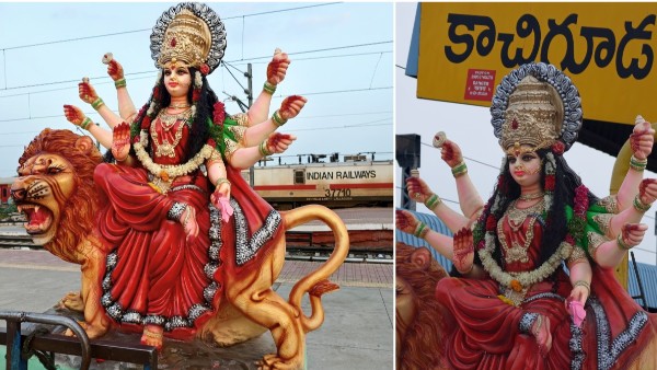 Pure Bliss and Unforgettable Devotion at Kachiguda Railway Station Maa Durga Passes took Train ride Pure Bliss and Unforgettable Devotion at Kachiguda Railway Station Maa Durga Passes took Train ride