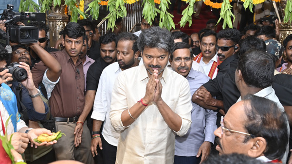 Tamil Nadu CM Vijay Visits Kanaka Durga Temple in Vijayawada offers special prayers