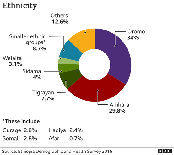 Graphic showing the different ethnicities in Ethiopia Graphic showing the different ethnicities in Ethiopia