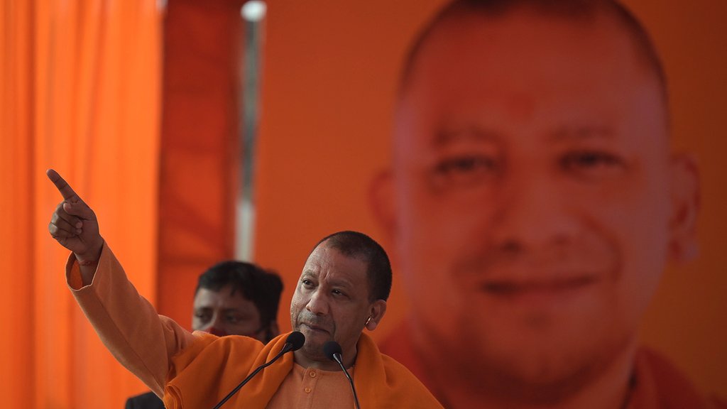 Uttar Pradesh Chief Minister Yogi Adityanath campaigning in the state