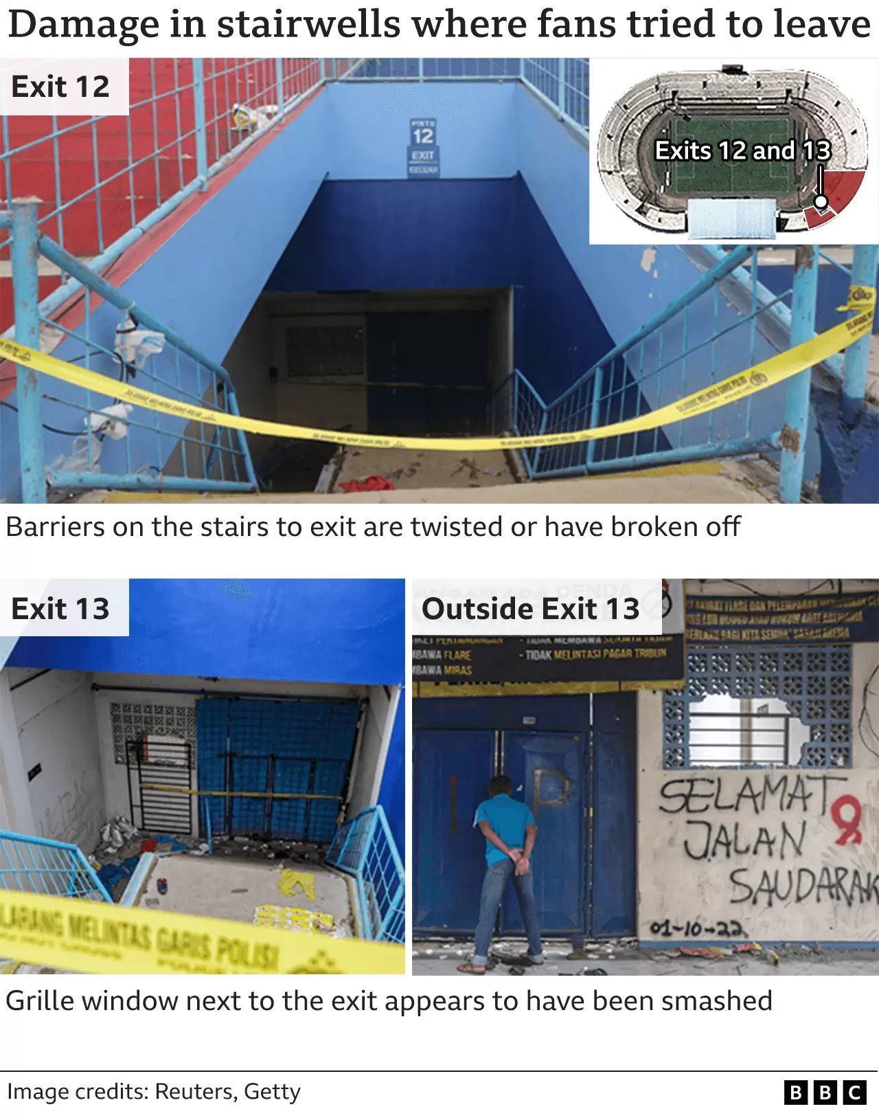 ఎగ్జిట్ పక్కనే కనిపిస్తున్న పగిలిన కిటికీ