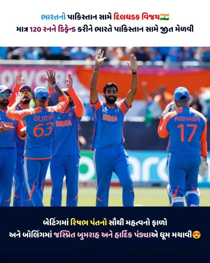ભારતનો પાકિસ્તાન સામે દિલધડક વિજય