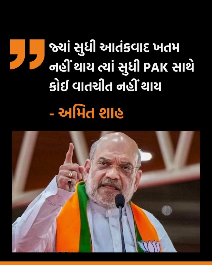 કેન્દ્રીય ગૃહ પ્રધાન અમિત શાહે રવિવારે (22 સપ્ટેમ્બર) કહ્યું કે, જ્યાં સુધી આતંકવાદ ખતમ નહીં થાય ત્યાં સુધી કેન્દ્ર સરકાર પાકિસ્તાન સાથે કોઈ વાતચીત કરશે નહીં