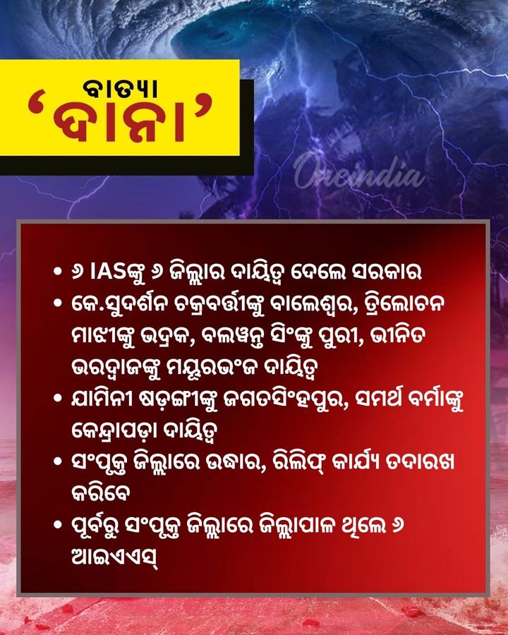 ୬ IASଙ୍କୁ ୬ ଜିଲ୍ଲାର ଦାୟିତ୍ୱ ଦେଲେ ସରକାର