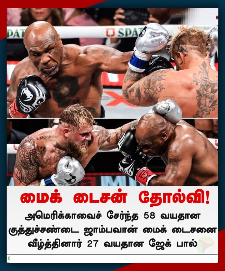 மைக் டைசனை வீழ்த்தினார் 27 வயதான ஜேக் பால்
