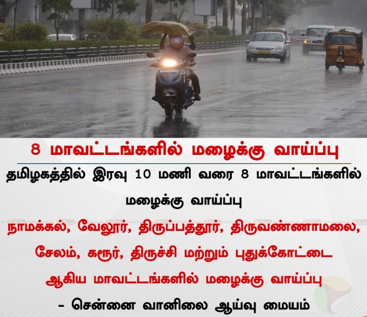 8 மாவட்டங்களில் மழைக்கு வாய்ப்பு