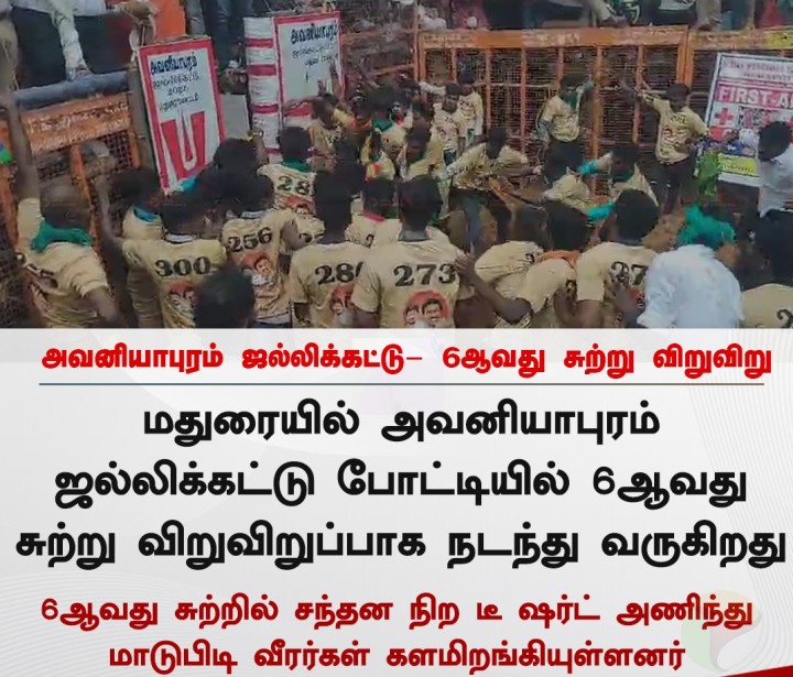 அவனியாபுரம் ஜல்லிக்கட்டு- 6ஆவது சுற்று விறுவிறு