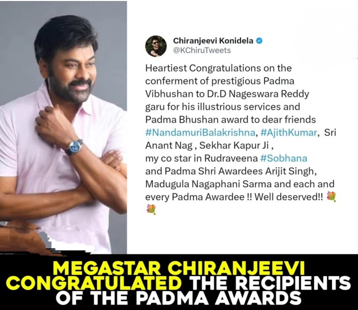 Padma vijethalaki chiru congratulations