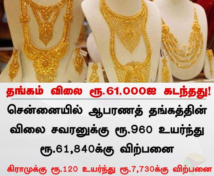 தங்கம் விலை ரூ.61,000ஐ கடந்தது!